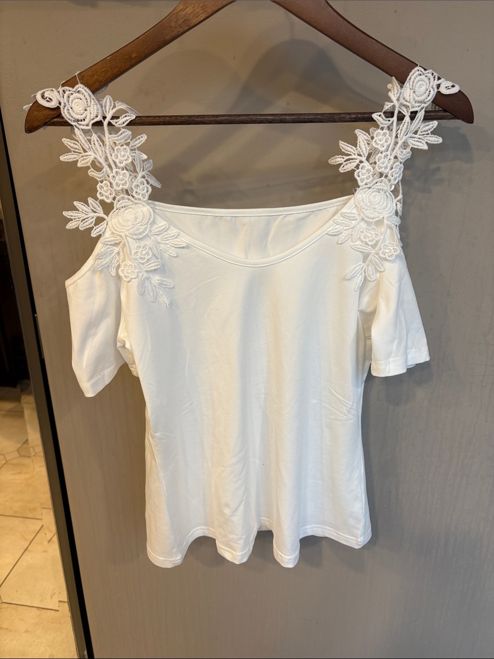 Lace over the shoulder top